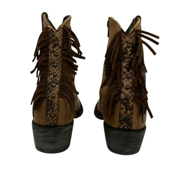 Old Gringo Sonoya 6" Ankle Booties Tan Leather & Python Inlay Size 8 With Box - Picture 8 of 12